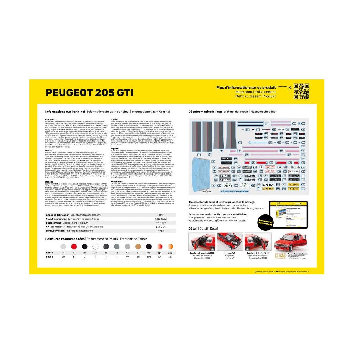 Peugeot 205 GTI 1/24 Heller + glue and paints Heller HEL-58705 - 3