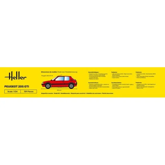Peugeot 205 GTI 1/24 Heller + colle et peintures Heller HEL-58705 - 4 HEL-58705-Peugeot 205 GTI 1/24 Heller + colle et peintures - HEL-58705