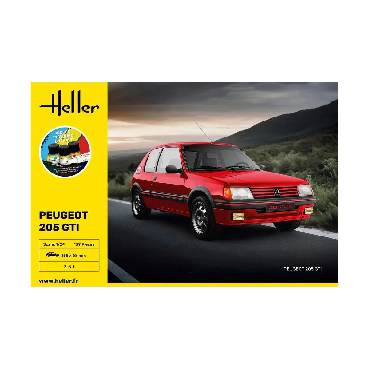 Peugeot 205 GTI 1/24 Heller + colle et peintures Heller HEL-58705 - 2 Peugeot 205 GTI 1/24 Heller + colle et peintures Heller HEL-58705 - 2