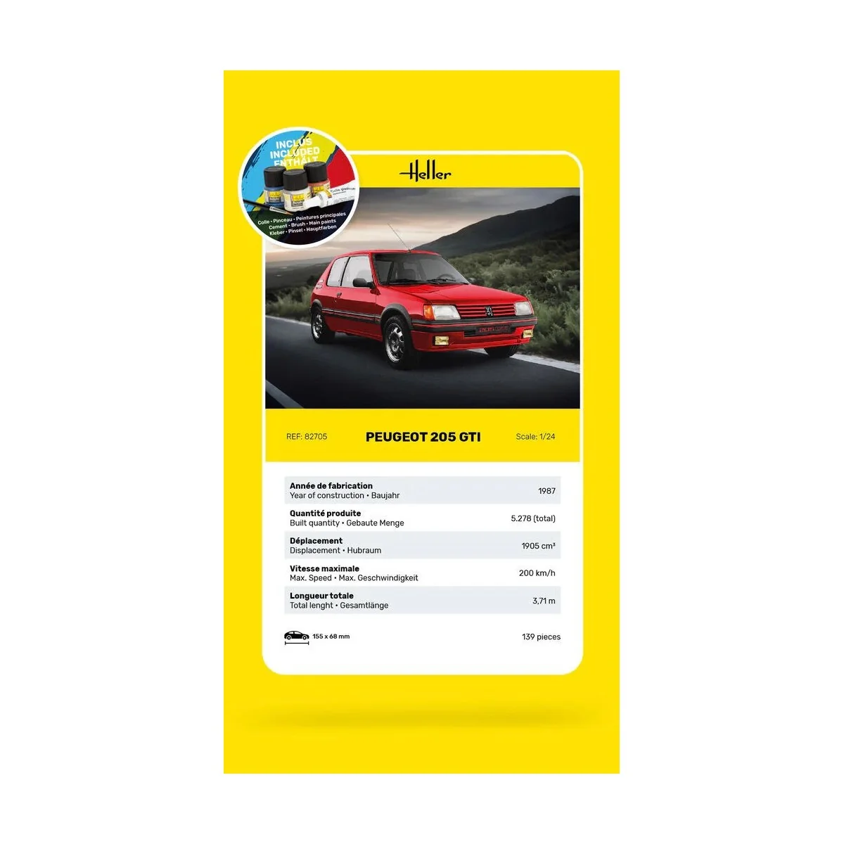 Peugeot 205 GTI 1/24 Heller + colle et peintures Heller HEL-58705 - 9