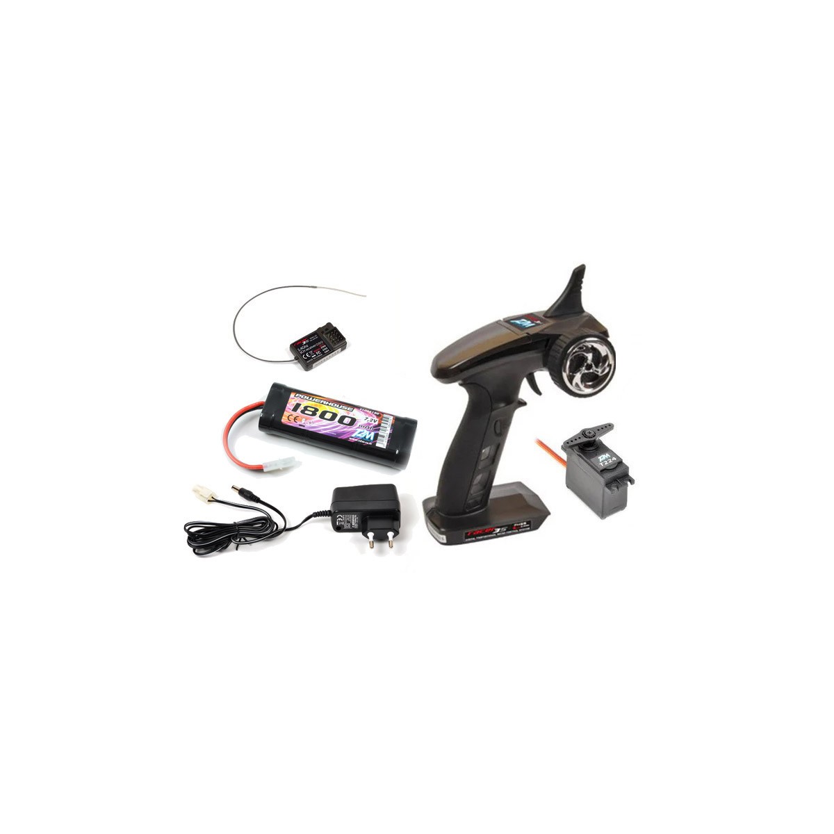 Pack Radio Racer 3S + Chargeur + NiMh 1800mAh + Servo T224 T2M T2M T4618L - 1