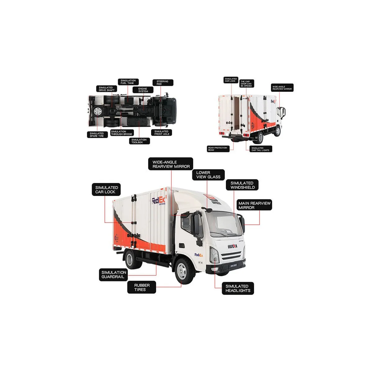 Camion de livraison FodiEx 1/18 RC - HuiNa HuiNa Toys CY1524 - 7