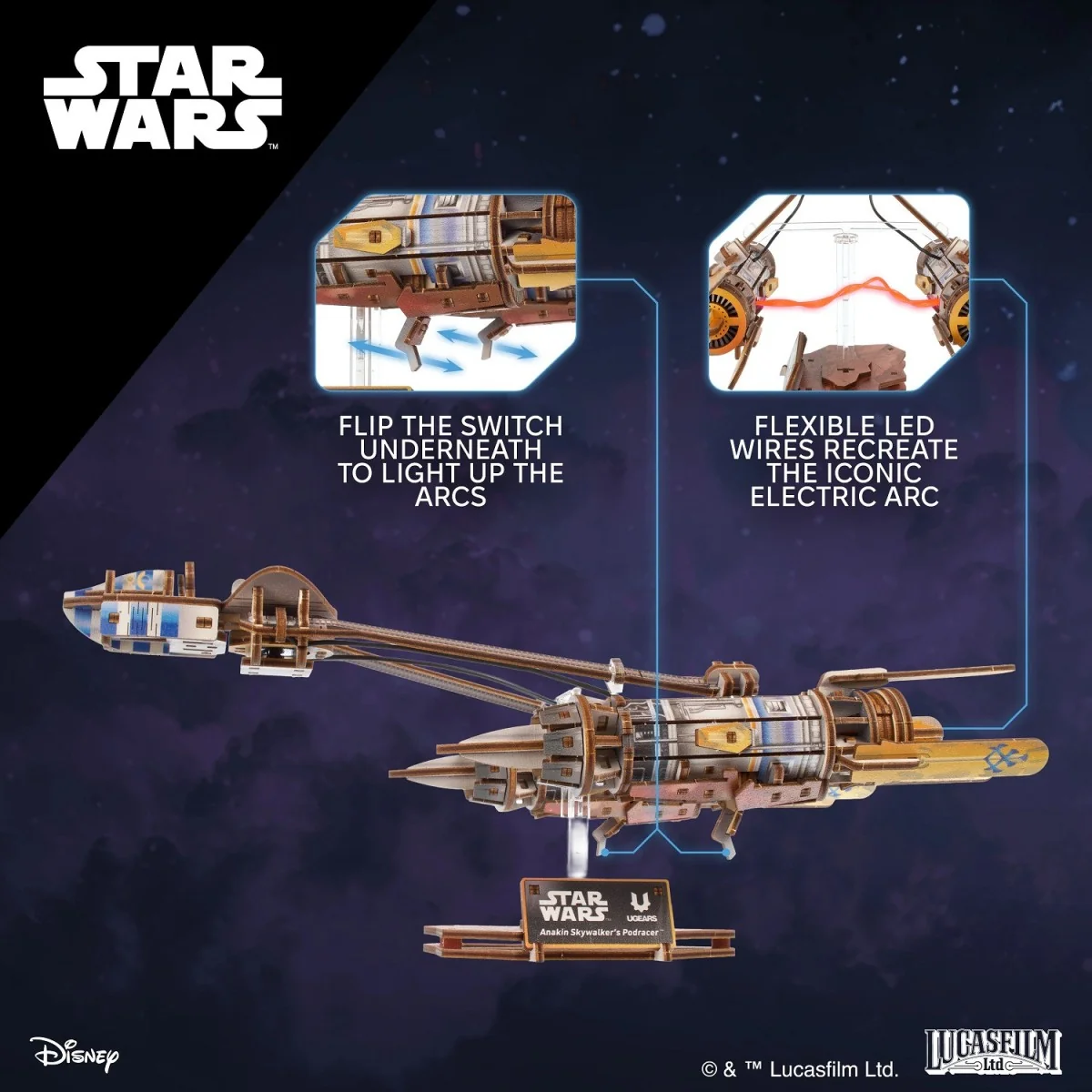Podracer d’Anakin Skywalker Star Wars Puzzle 3D bois UGEARS UGEARS UG-70273 - 12