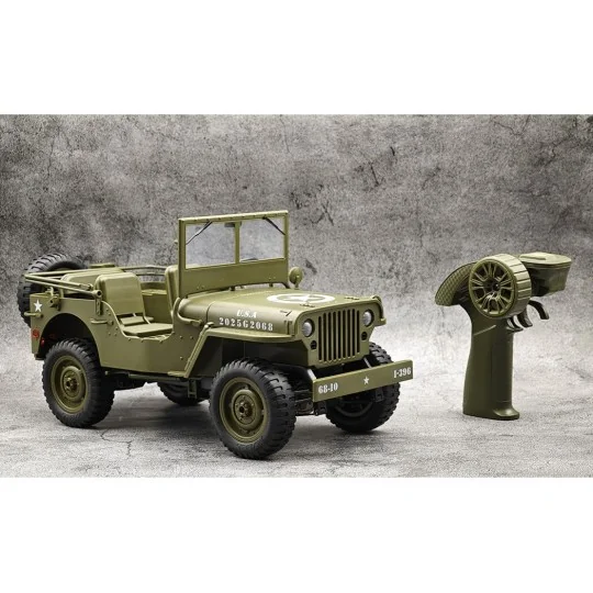 Military Jeep Willys 4WD with Lights 1/10 RTR E-Zee RC - EZ-G2068 EZ-G2068-Military Jeep Willys 4WD with Lights 1/10 RTR E-Zee RC - EZ-G2068