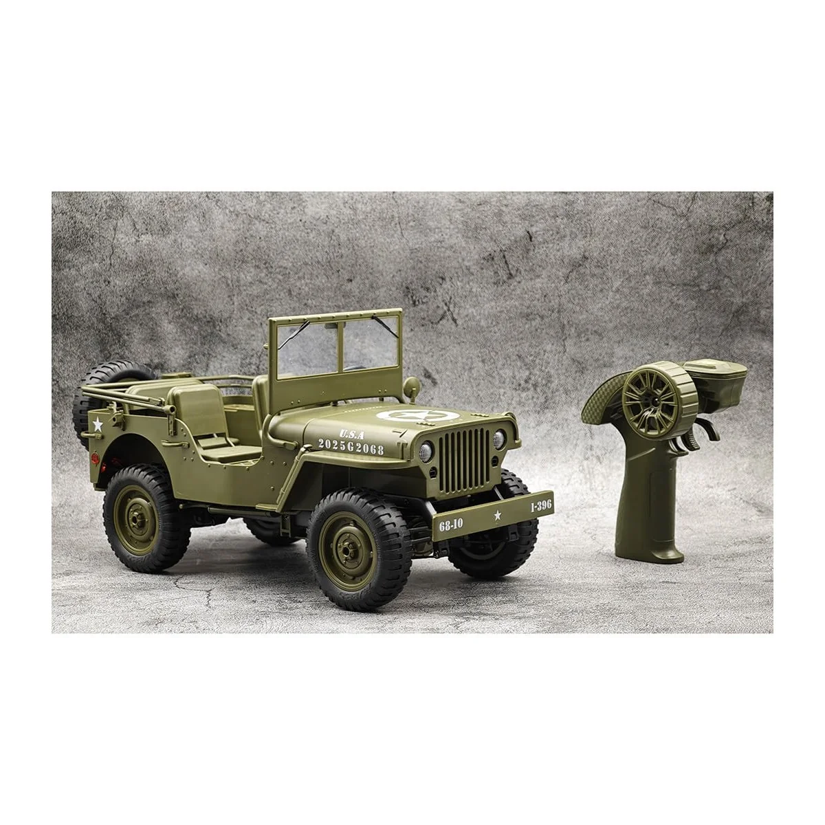 Military Jeep Willys 4WD with Lights 1/10 RTR E-Zee RC - EZ-G2068
