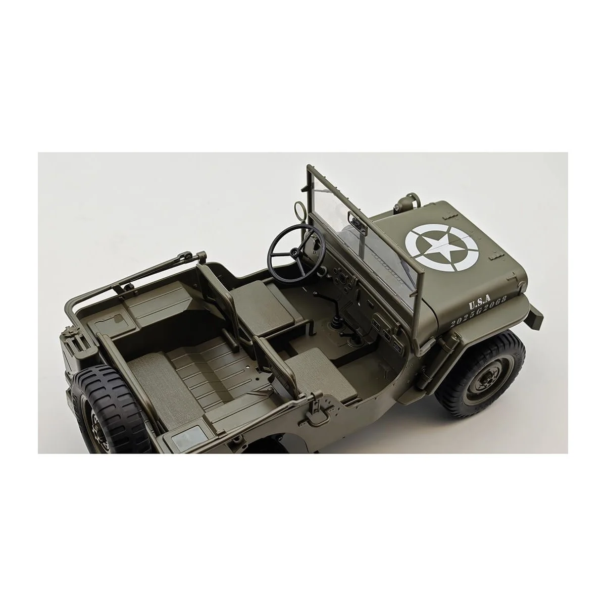 Military Jeep Willys 4WD with Lights 1/10 RTR E-Zee RC - EZ-G2068 Military Jeep Willys 4WD with Lights 1/10 RTR E-Zee RC - EZ-G2068