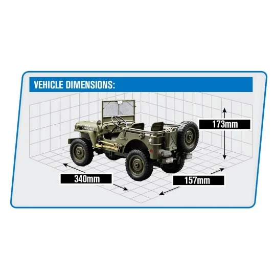 EZ-G2068-Jeep Willys militaire 4wd avec éclairage 1/10 RTR E-Zee RC - EZ-G2068