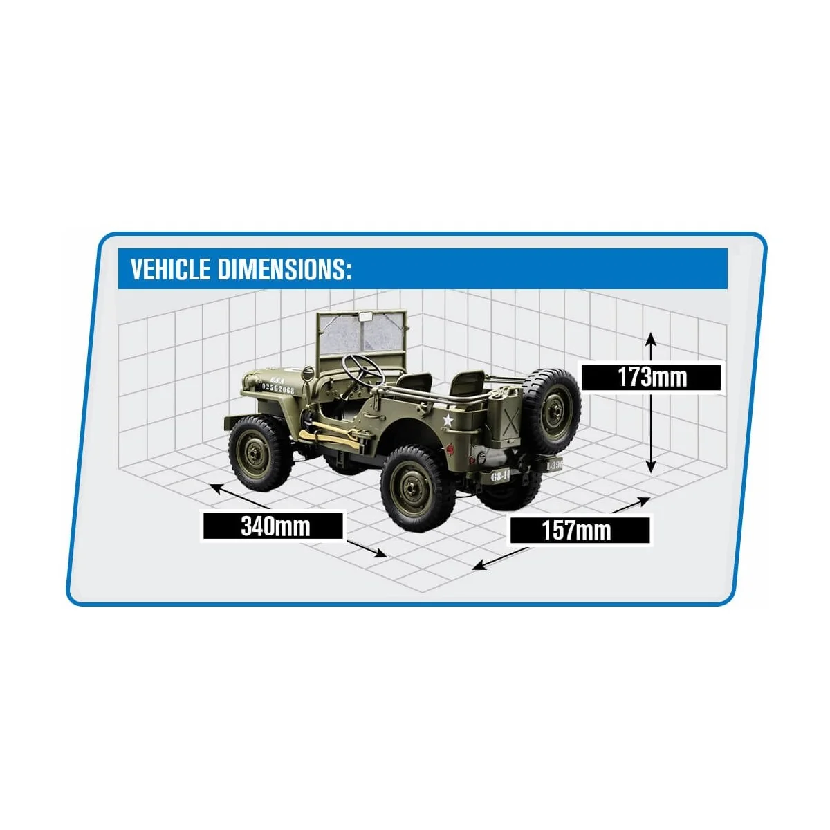 Jeep Willys militaire 4wd avec éclairage 1/10 RTR E-Zee RC - EZ-G2068