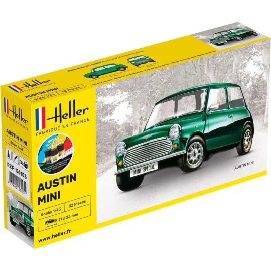 HEL-56153-Austin Mini 1/43 Heller + colle et peintures