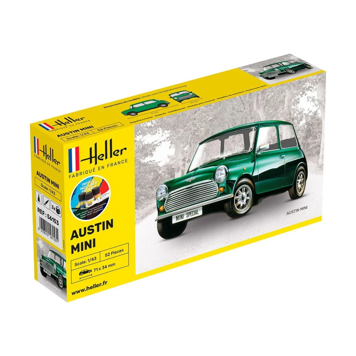 Austin Mini 1/43 Heller + colle et peintures - HEL-56153 - HEL-56153