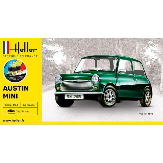 Austin Mini 1/43 Heller + glue and paints - HEL-56153 - HEL-56153 HEL-56153-Austin Mini 1/43 Heller + glue and paints - HEL-56153