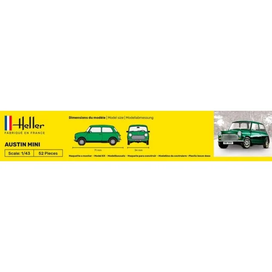 Austin Mini 1/43 Heller + glue and paints - HEL-56153 - HEL-56153 HEL-56153-Austin Mini 1/43 Heller + glue and paints - HEL-56153