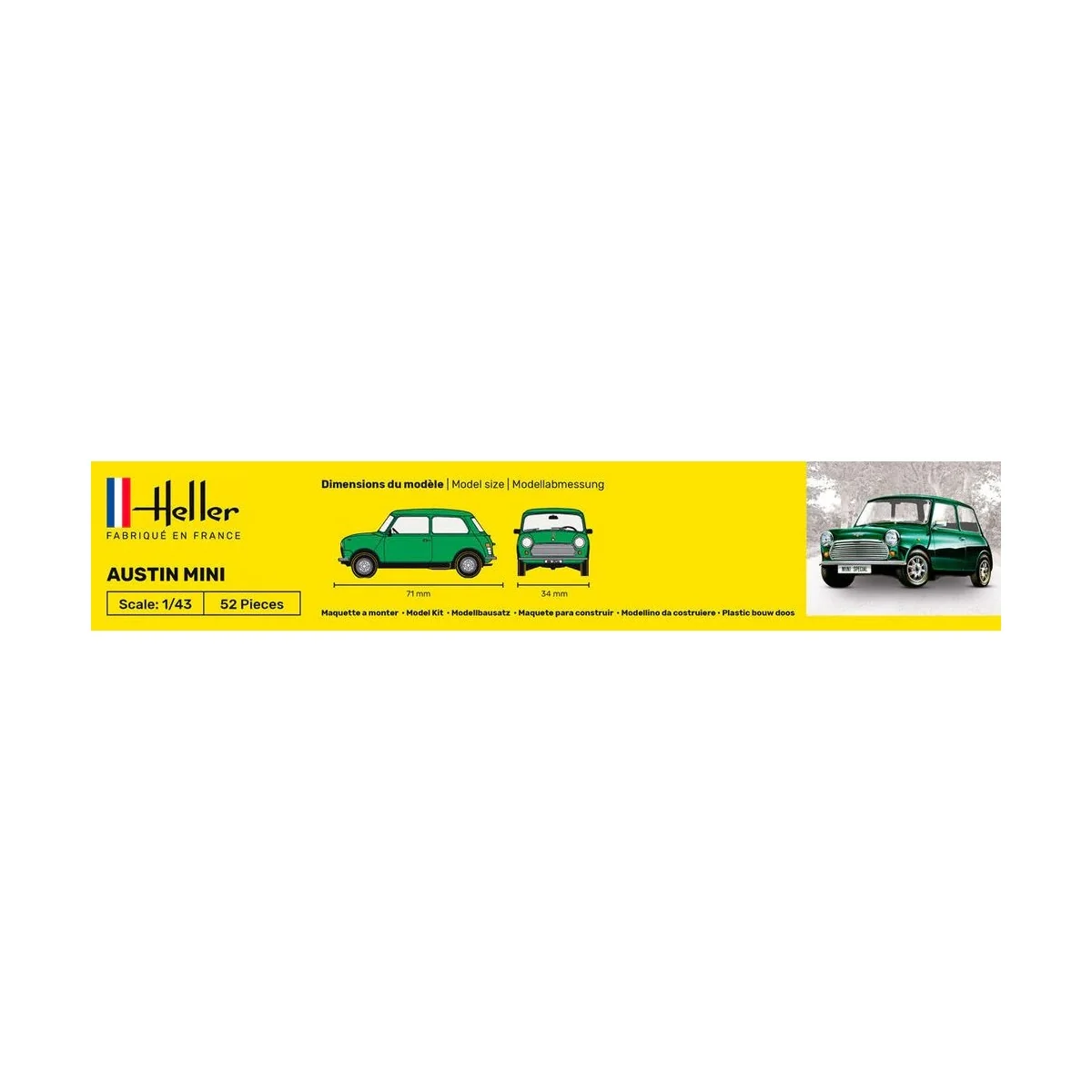 Austin Mini 1/43 Heller + glue and paints - HEL-56153 - HEL-56153 Austin Mini 1/43 Heller + glue and paints - HEL-56153 - HEL-56153