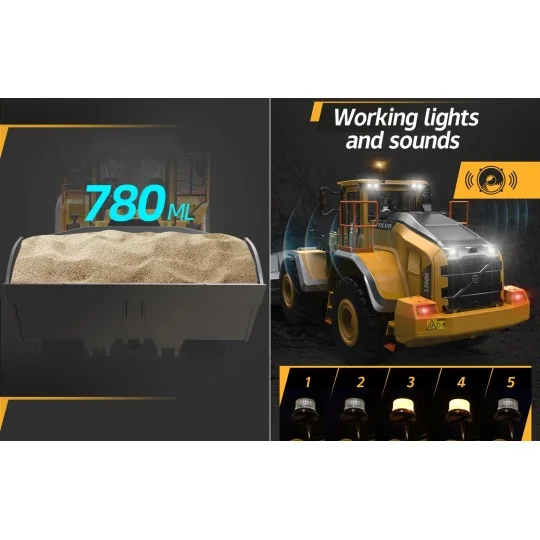 500907693-Chargeuse Volvo L260H 1/16 RTR Carson - Modèle métal avec son et lumières