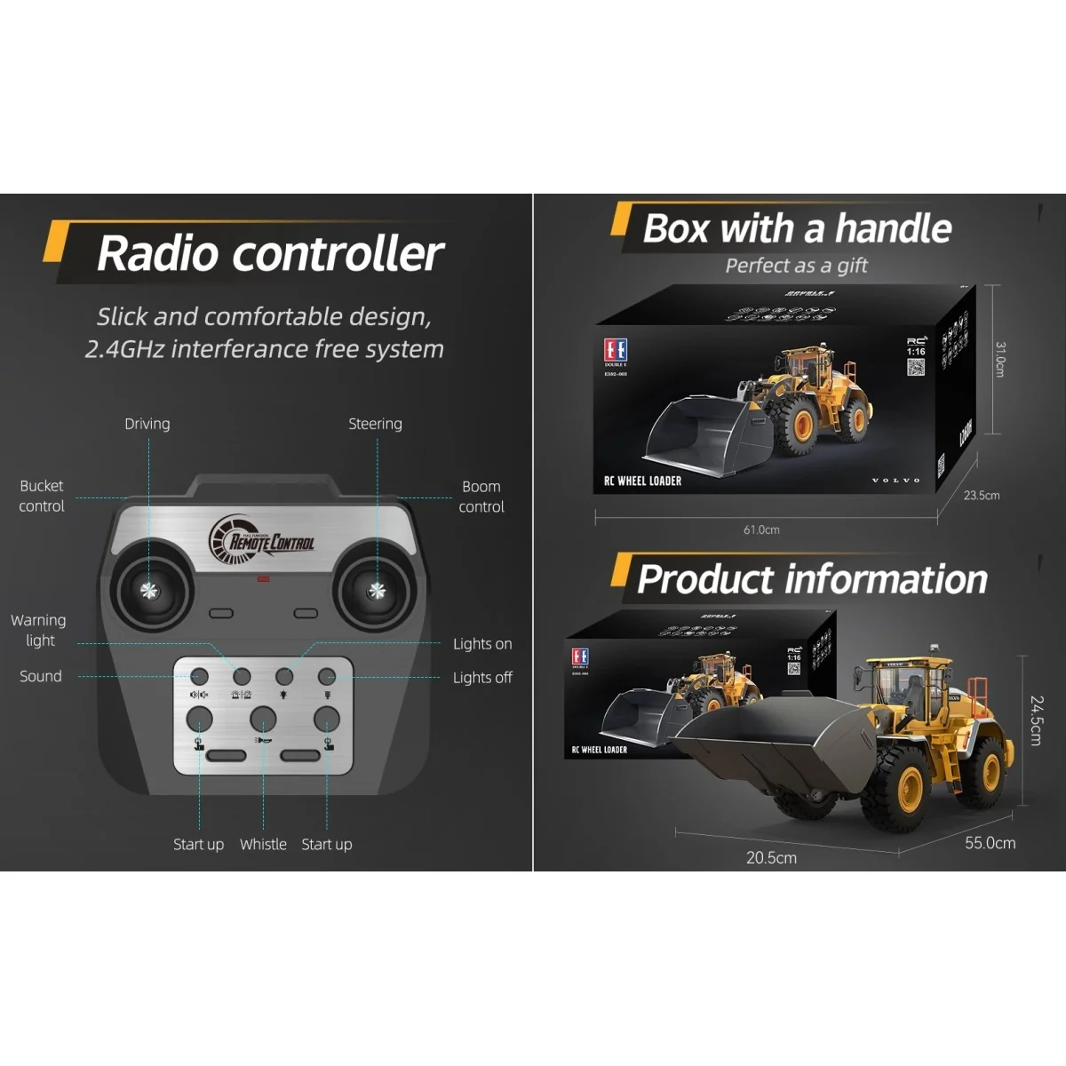 Chargeuse Volvo L260H 1/16 RTR Carson - Modèle métal avec son et lu...