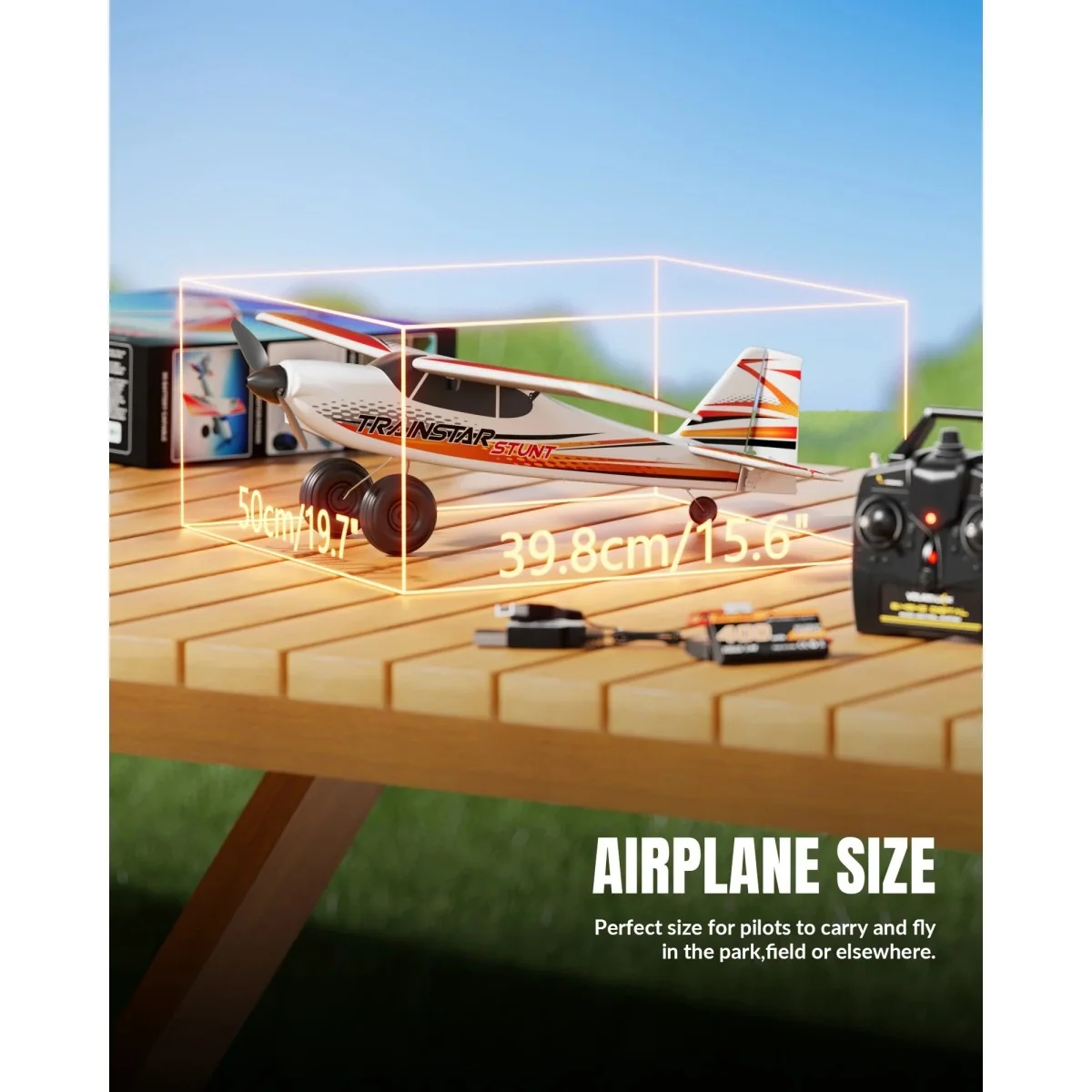 Avion RC Volantex TrainStar STUNT 500mm 4CH Brushless avec gyro RTF...