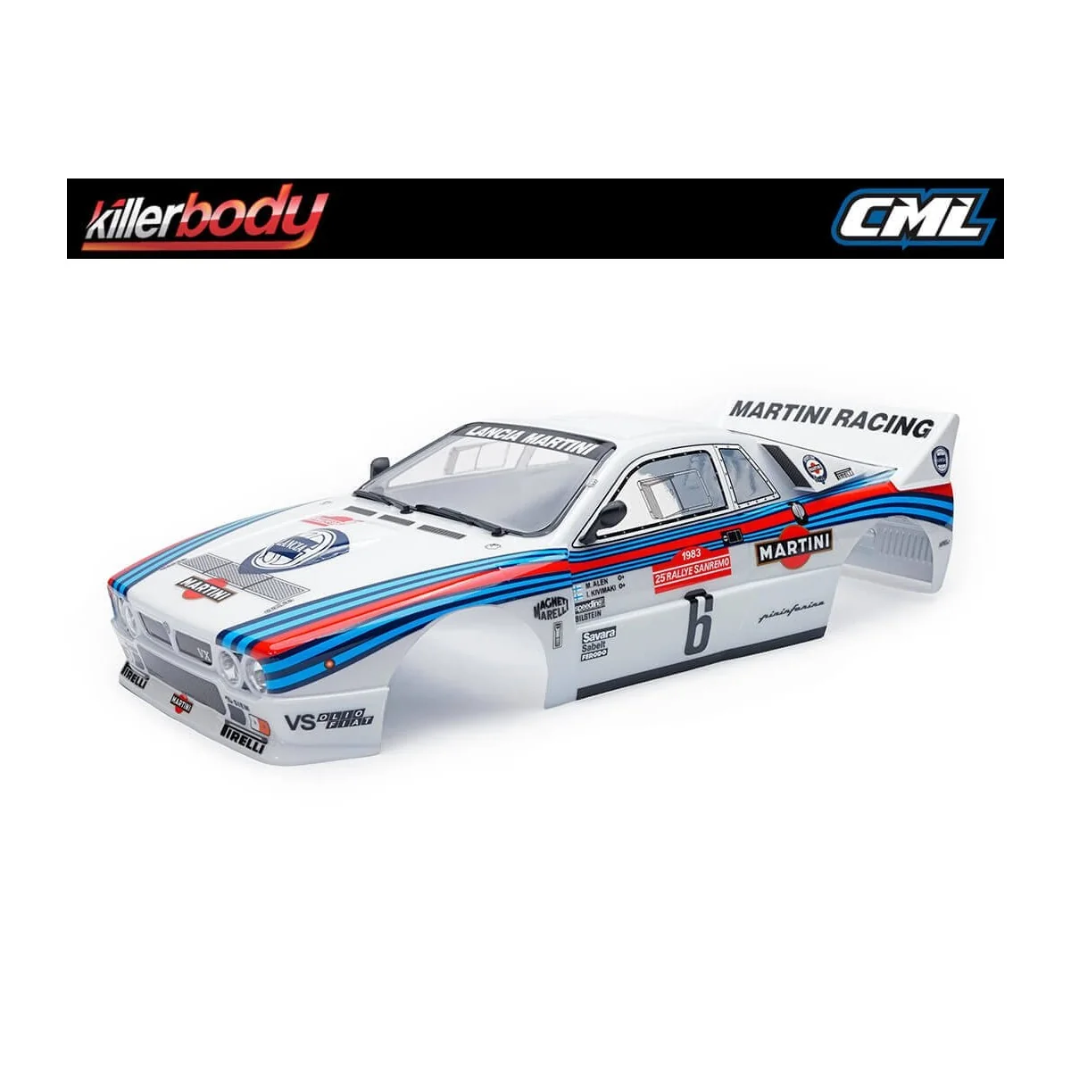 Killerbody painted bodyshell, Lancia 037 Rally, 190 mm, 1/10 scale, Ref. 488.