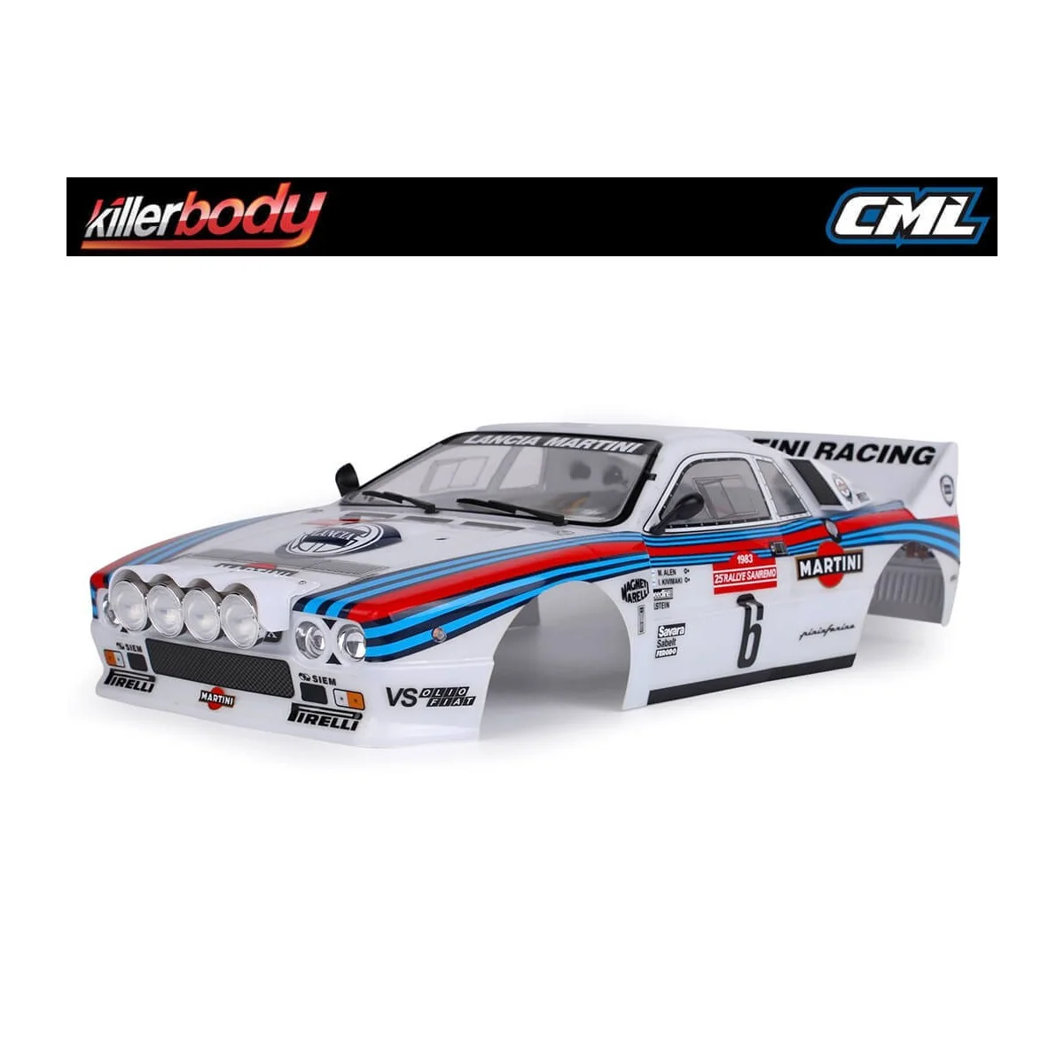 Carrosserie peinte Killerbody Lancia 037 Rally 190 mm 1/10 réf. 488...