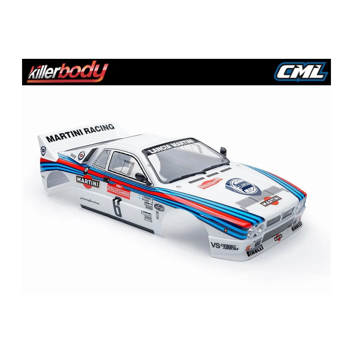 Killerbody painted bodyshell, Lancia 037 Rally, 190 mm, 1/10 scale, Ref. 488.