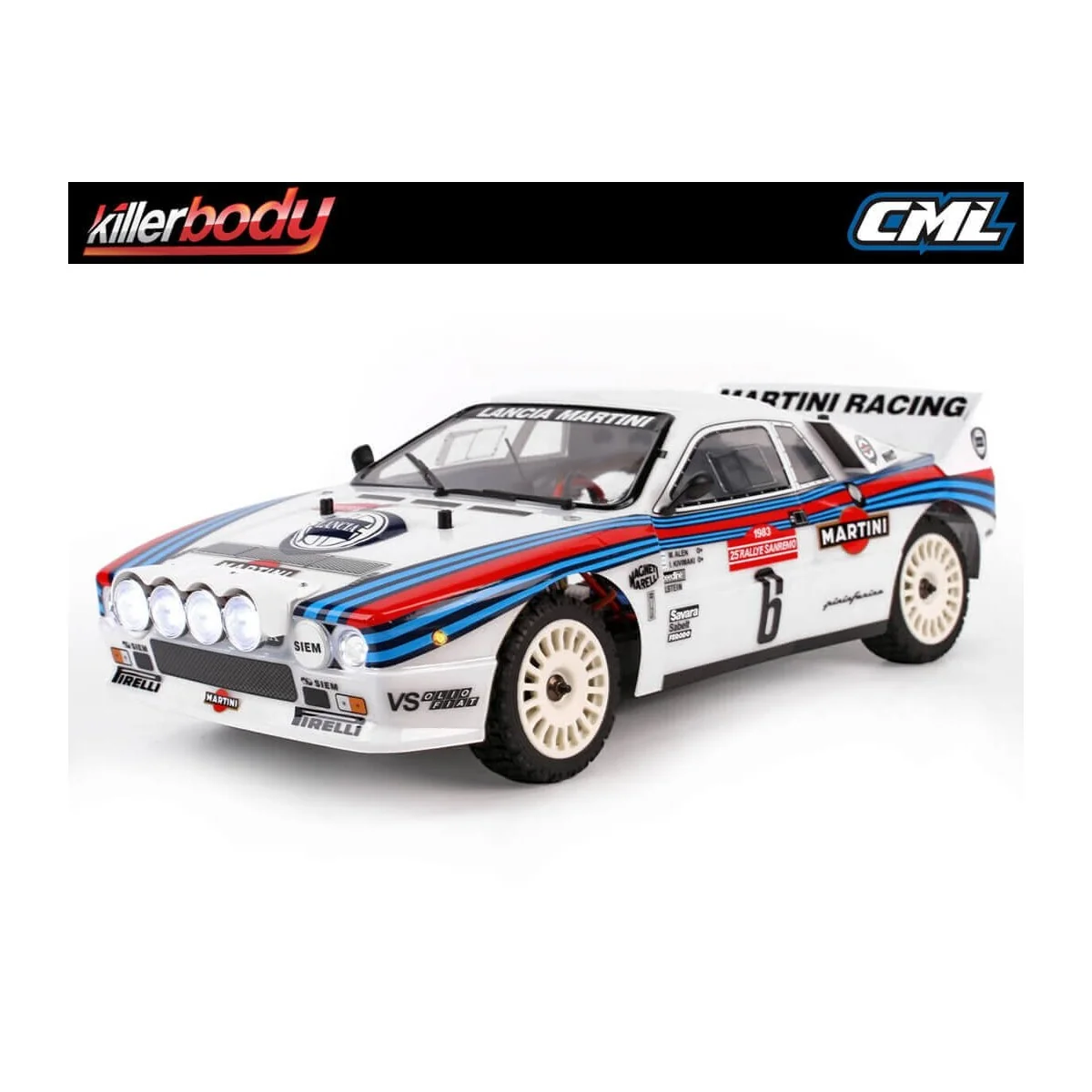 Killerbody painted bodyshell, Lancia 037 Rally, 190 mm, 1/10 scale, Ref. 488.