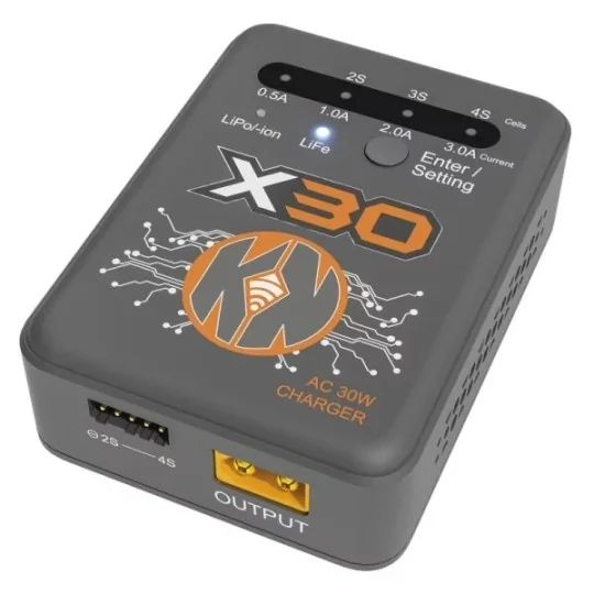 Konect KN-X30 Multi-Charger AC 30W for 2-4S LiPo, Li-ion, and LiFe ... KN-X30-Konect KN-X30 Multi-Charger AC 30W for 2-4S LiPo, Li-ion, and LiFe Batteries