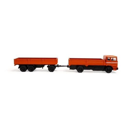 500504159-Camion MB 1620 avec remorque orange 2.4GHz RTR 1/87 Carson - 500504159