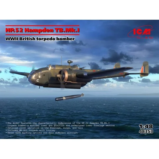 HP.52 Hampden TB.Mk.I 1/48 aircraft model - ICM 48353 - 48353 48353-HP.52 Hampden TB.Mk.I 1/48 aircraft model - ICM 48353