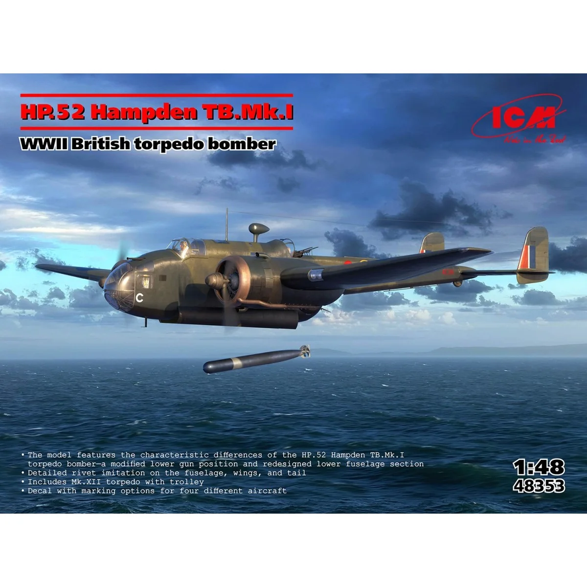 HP.52 Hampden TB.Mk.I 1/48 aircraft model - ICM 48353 - 48353 HP.52 Hampden TB.Mk.I 1/48 aircraft model - ICM 48353 - 48353