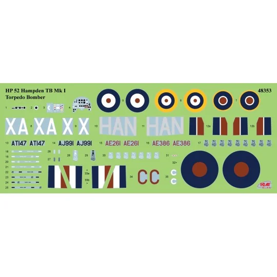 HP.52 Hampden TB.Mk.I 1/48 aircraft model - ICM 48353 - 48353 48353-HP.52 Hampden TB.Mk.I 1/48 aircraft model - ICM 48353