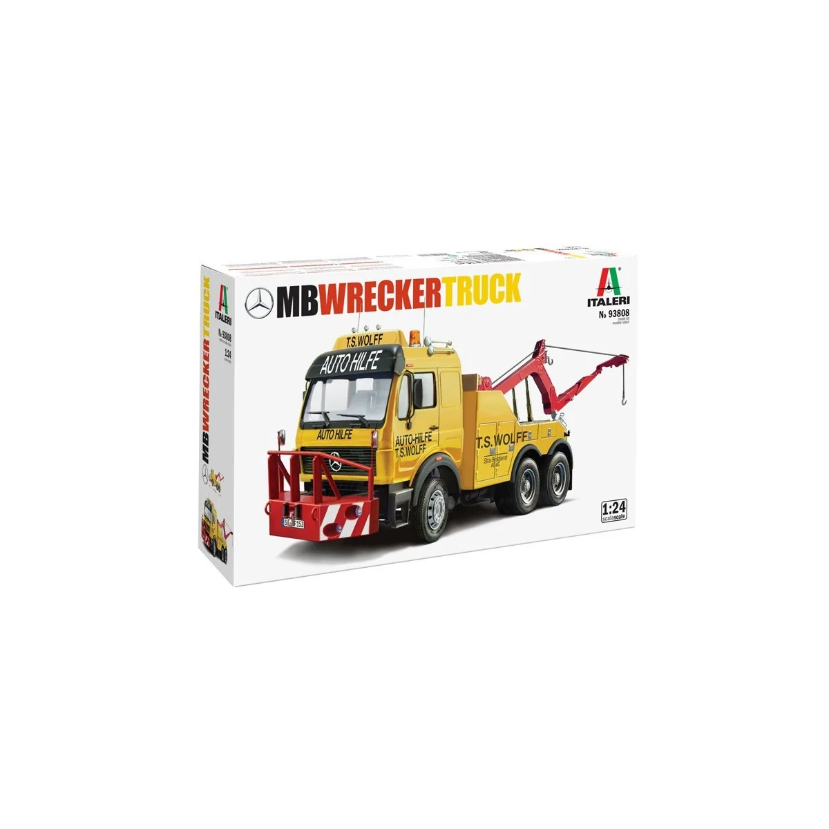 Mercedes-Benz Wrecker Truck 1/24 Scale Model Kit by Italeri - I9380... Mercedes-Benz Wrecker Truck 1/24 Scale Model Kit by Italeri - I9380...