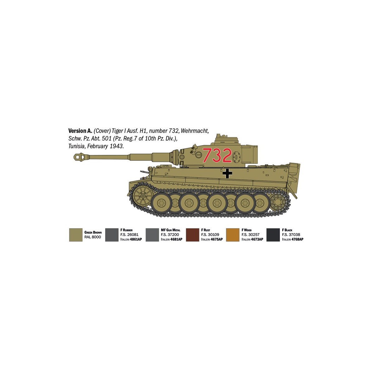 Maquette char Pz. Kpfw VI Tiger I Ausf. H (tp) 1/35 Italeri - I6767
