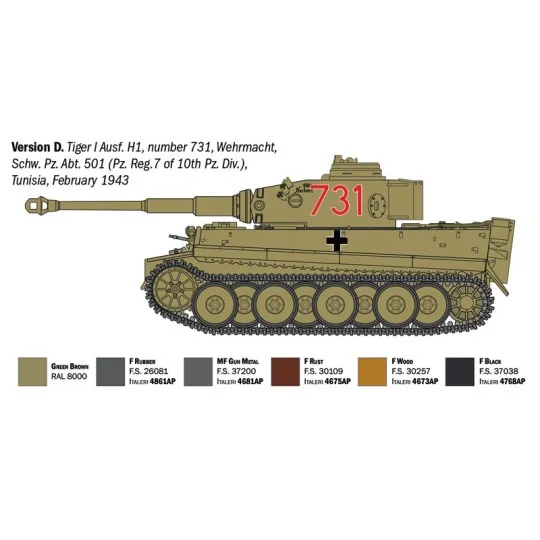 Pz tank model. Kpfw VI Tiger I Ausf. H (tp) 1/35 Italeri - I6767 - ... I6767-Pz tank model. Kpfw VI Tiger I Ausf. H (tp) 1/35 Italeri - I6767
