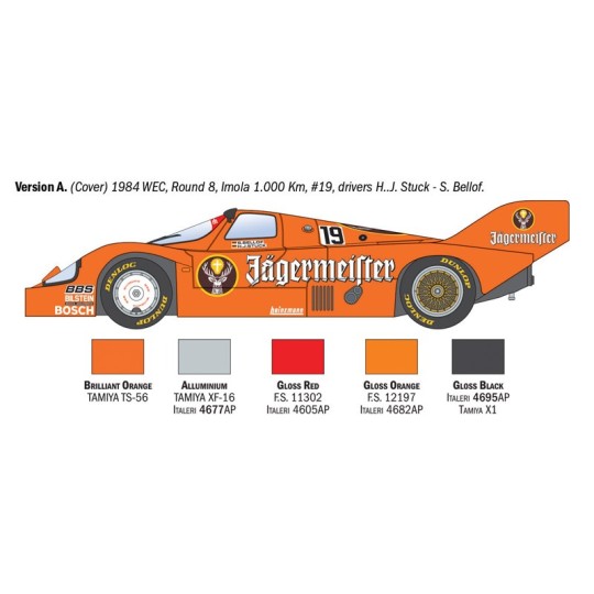 I3678-Maquette voiture Porsche 956 Jägermeister 1/24 Italeri