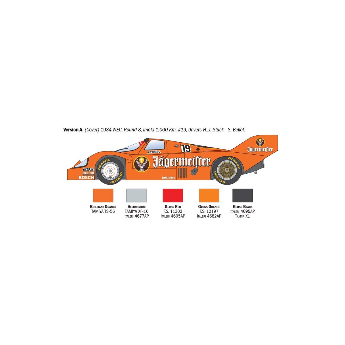 Porsche 956 Jägermeister 1/24 scale model car by Italeri - I3678