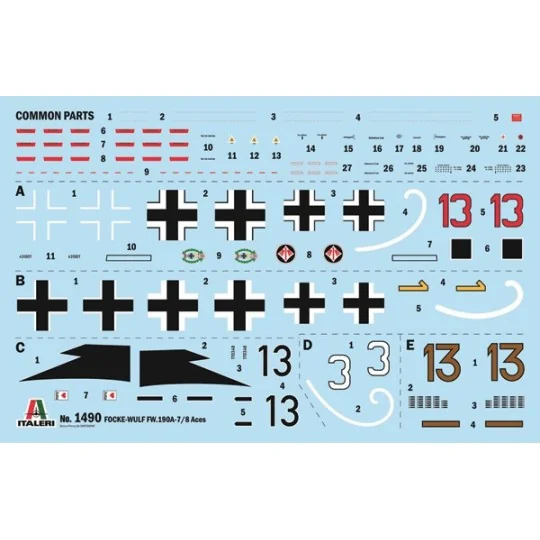 Focke-Wulf FW 190 A-7/A8 ACES 1/72 scale model airplane by Italeri ... I1490-Focke-Wulf FW 190 A-7/A8 ACES 1/72 scale model airplane by Italeri - I1490