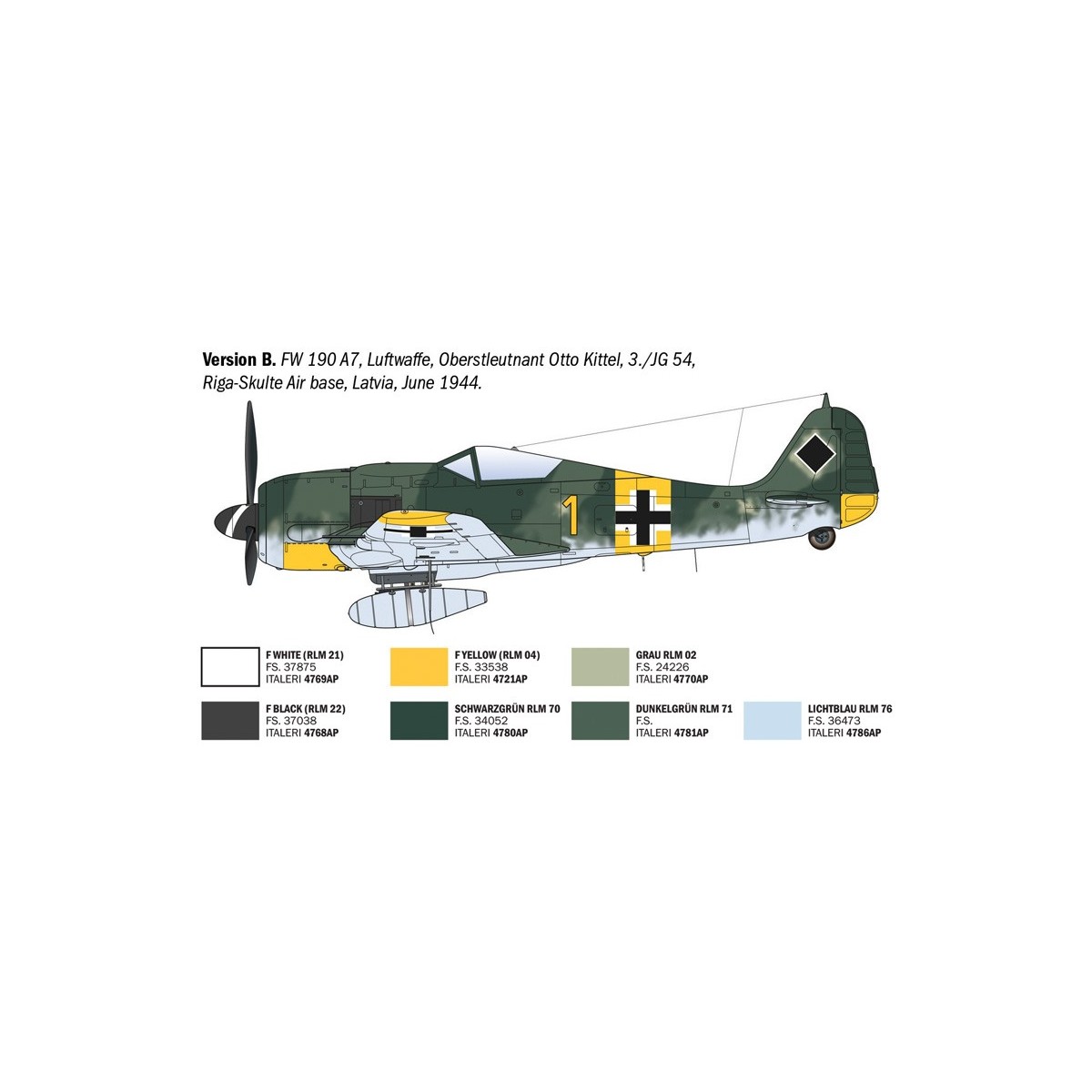 Focke-Wulf FW 190 A-7/A8 ACES 1/72 scale model airplane by Italeri - I1490