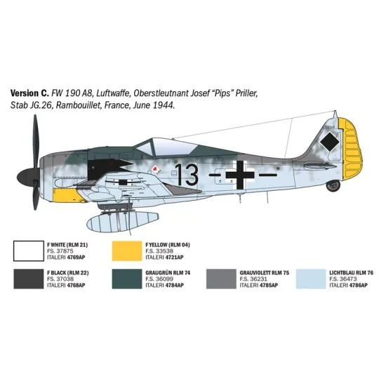 Focke-Wulf FW 190 A-7/A8 ACES 1/72 scale model airplane by Italeri ... I1490-Focke-Wulf FW 190 A-7/A8 ACES 1/72 scale model airplane by Italeri - I1490