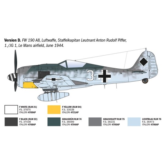 I1490-Maquette avion Focke-Wulf FW 190 A-7/A8 ACES 1/72 Italeri