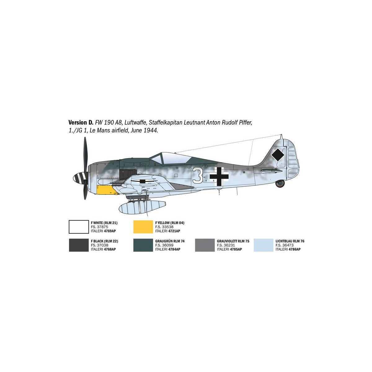 Focke-Wulf FW 190 A-7/A8 ACES 1/72 scale model airplane by Italeri - I1490 Focke-Wulf FW 190 A-7/A8 ACES 1/72 scale model airplane by Italeri - I1490