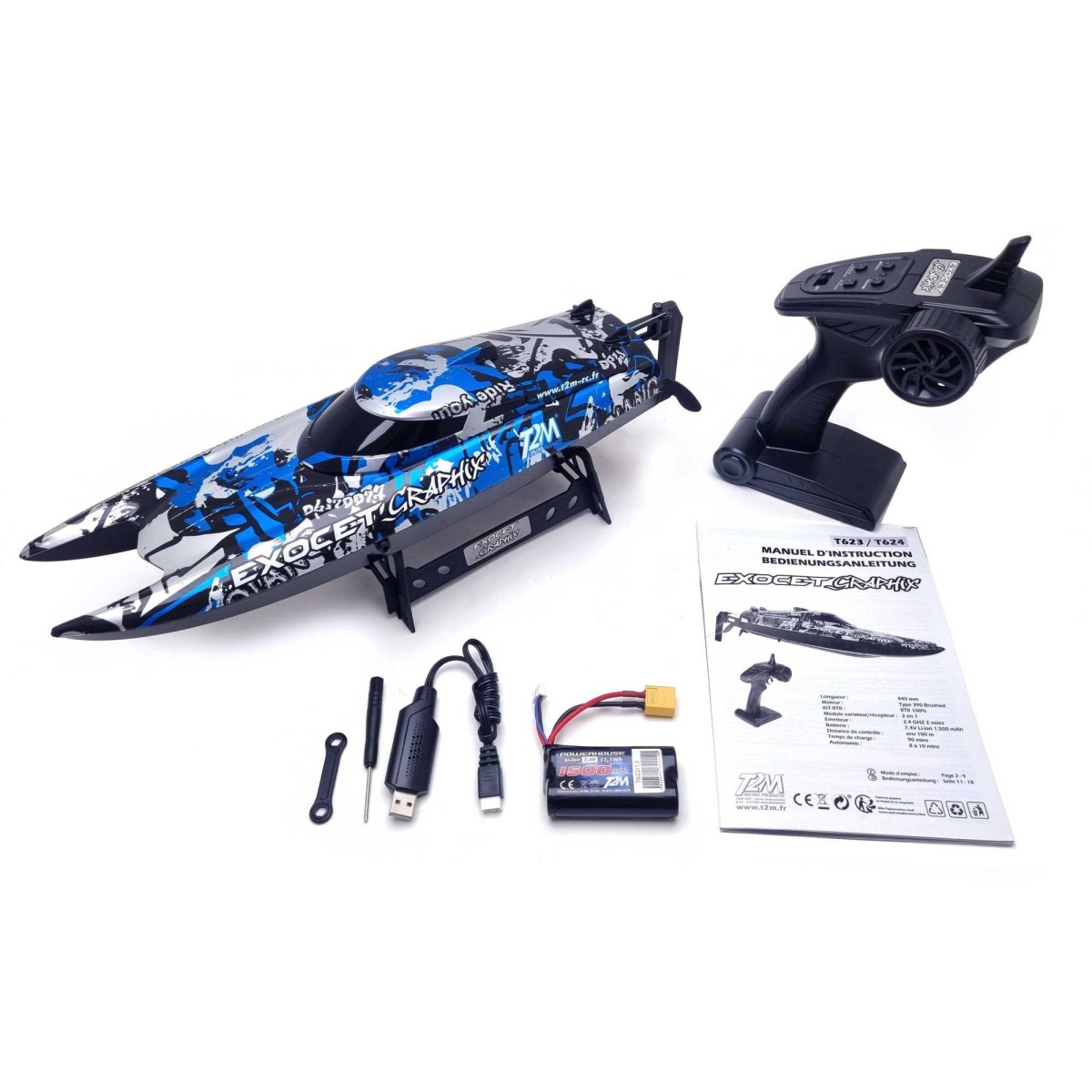 Bateau RC Exocet Graphix bleu T2M - T623