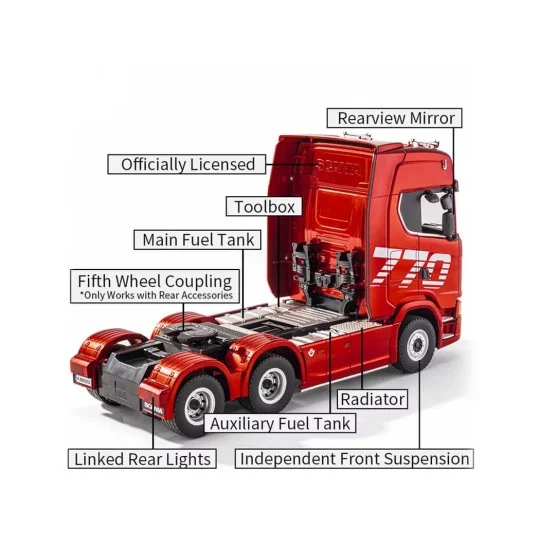 Camion RC Scania 770S 1/18 RTR Rouge - Huina - CY1501 - CY1501 CY1501-Camion RC Scania 770S 1/18 RTR Rouge - Huina - CY1501