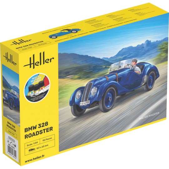 HEL-56701-BMW 328 Roadster 1/24 Heller + glue and paints