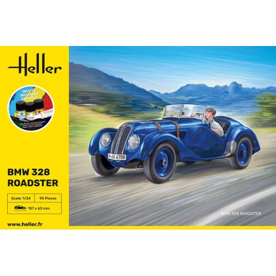 HEL-56701-BMW 328 Roadster 1/24 Heller + colle et peintures