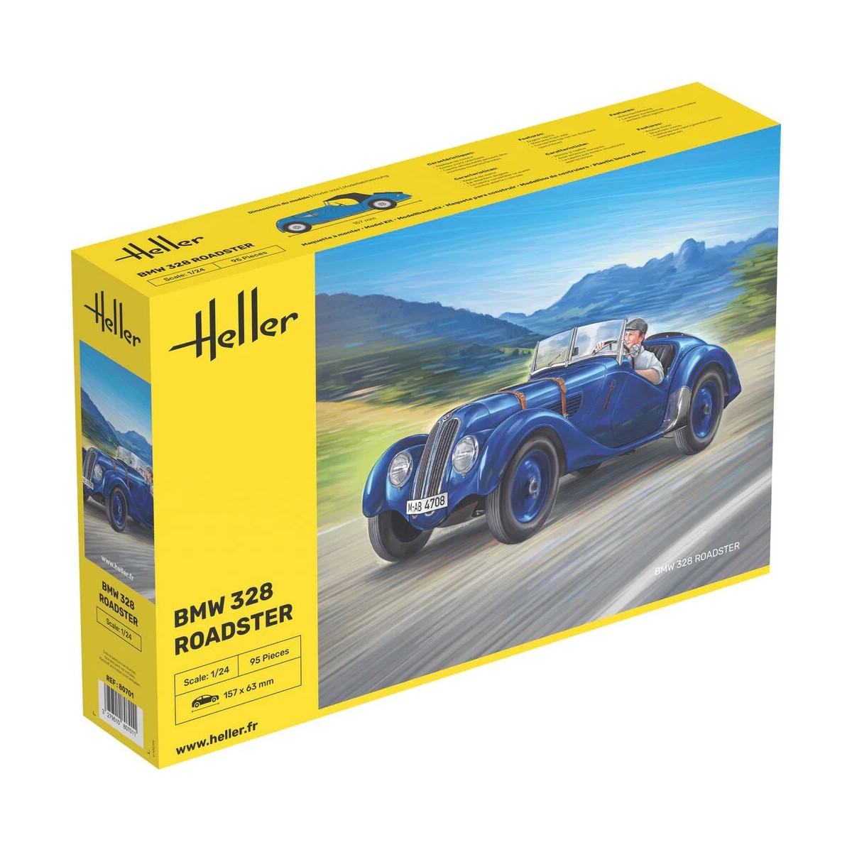 Heller 1/24 scale BMW 328 Roadster model car - HEL-80701 Heller 1/24 scale BMW 328 Roadster model car - HEL-80701