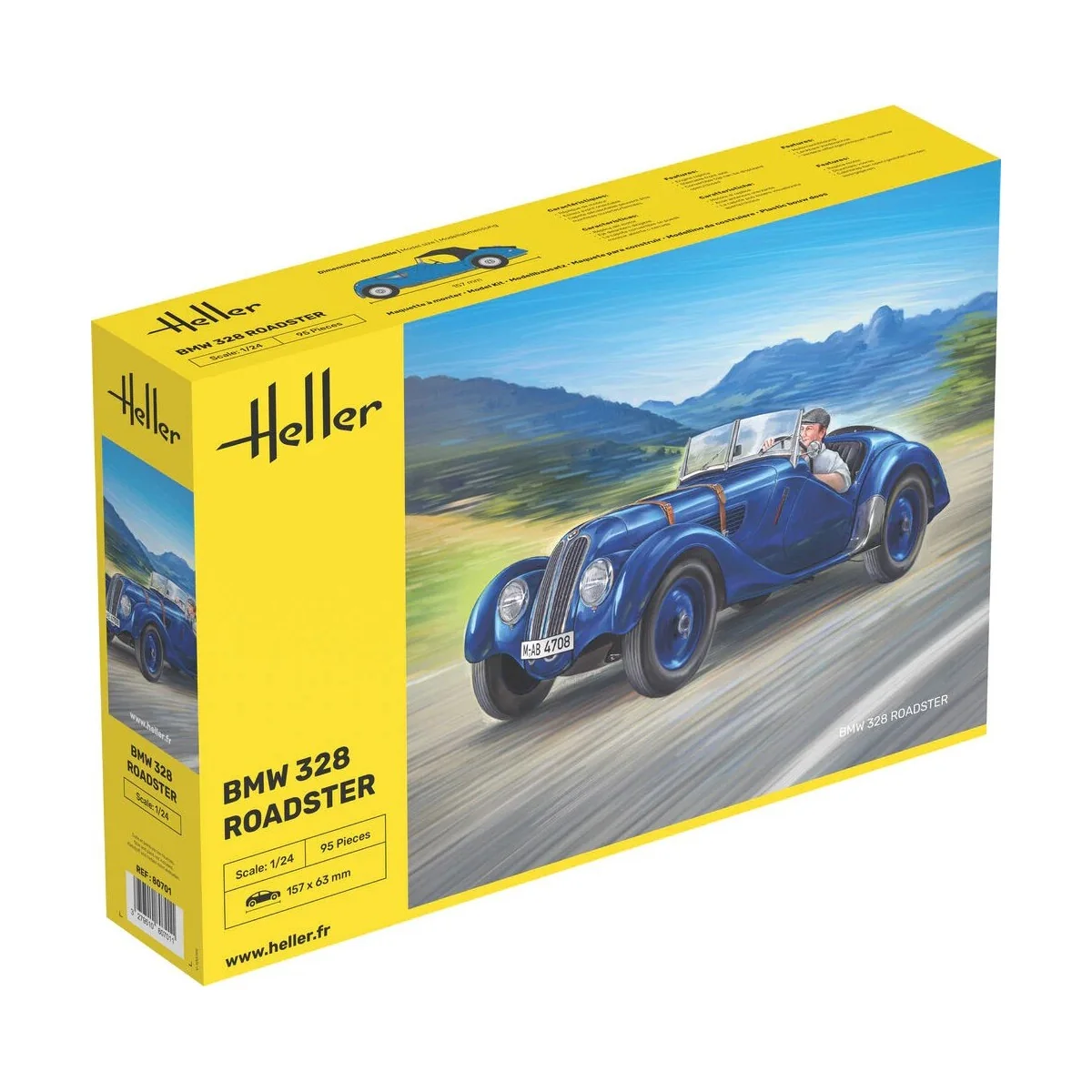 Heller 1/24 scale BMW 328 Roadster model car - HEL-80701 - HEL-80701 Heller 1/24 scale BMW 328 Roadster model car - HEL-80701 - HEL-80701