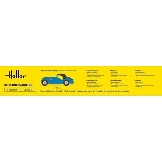 Maquette voiture BMW 328 Roadster 1/24 Heller - HEL-80701 - HEL-80701 HEL-80701-Maquette voiture BMW 328 Roadster 1/24 Heller - HEL-80701