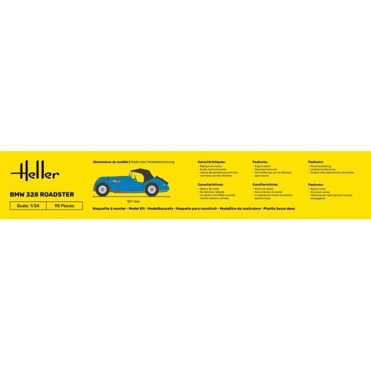 Heller 1/24 scale BMW 328 Roadster model car - HEL-80701 HEL-80701-Heller 1/24 scale BMW 328 Roadster model car - HEL-80701