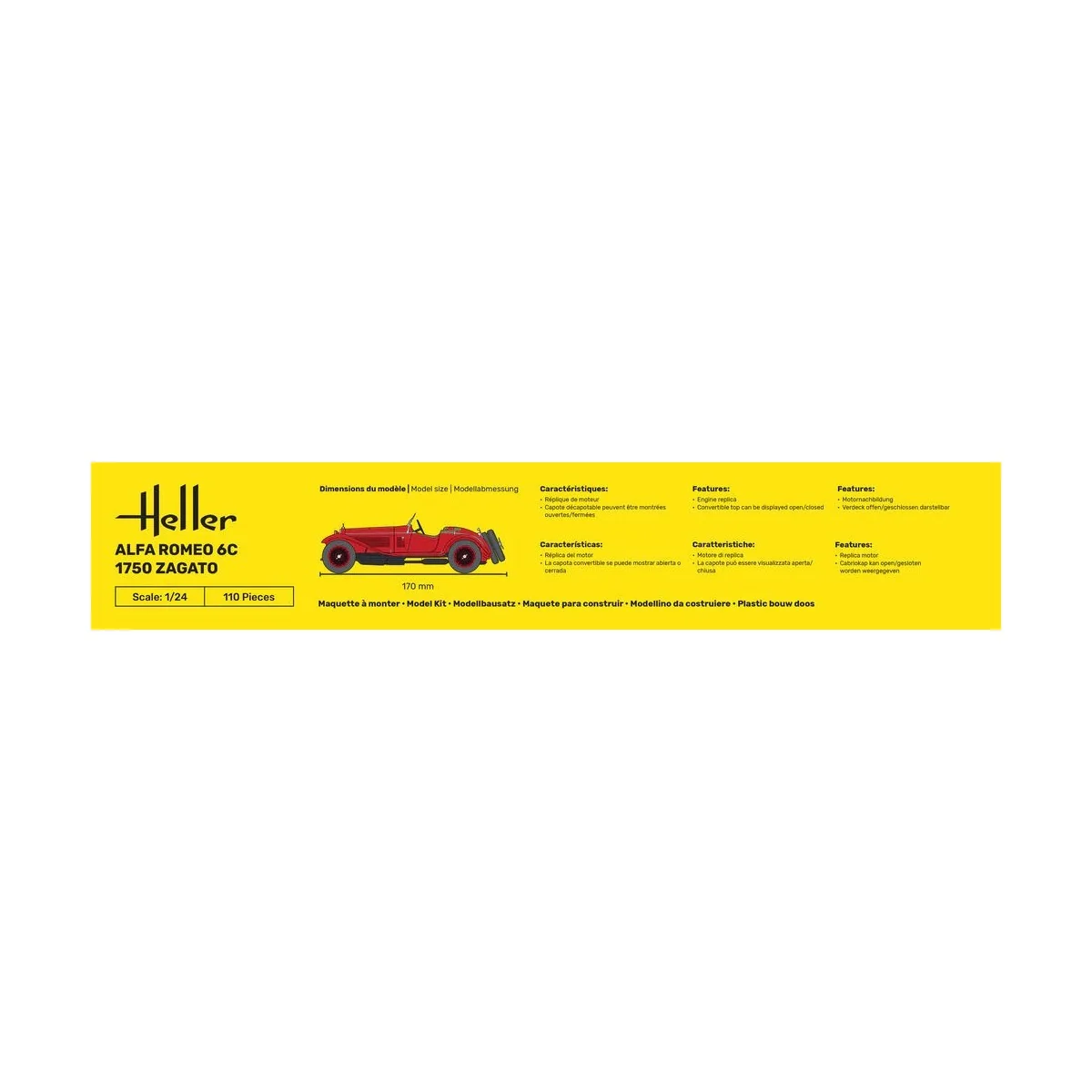 Maquette voiture Alfa Romeo 6C 1750 Zagato 1/24 Heller + colle et p... Maquette voiture Alfa Romeo 6C 1750 Zagato 1/24 Heller + colle et p...