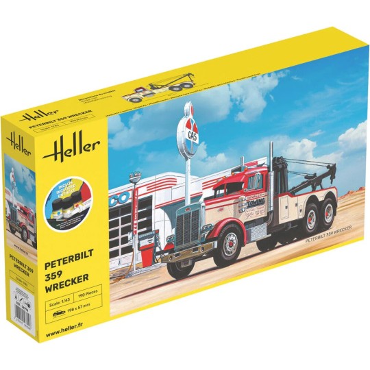HEL-56794-Peterbilt 359 Wrecker 1/43 Heller truck model + glue and paints
