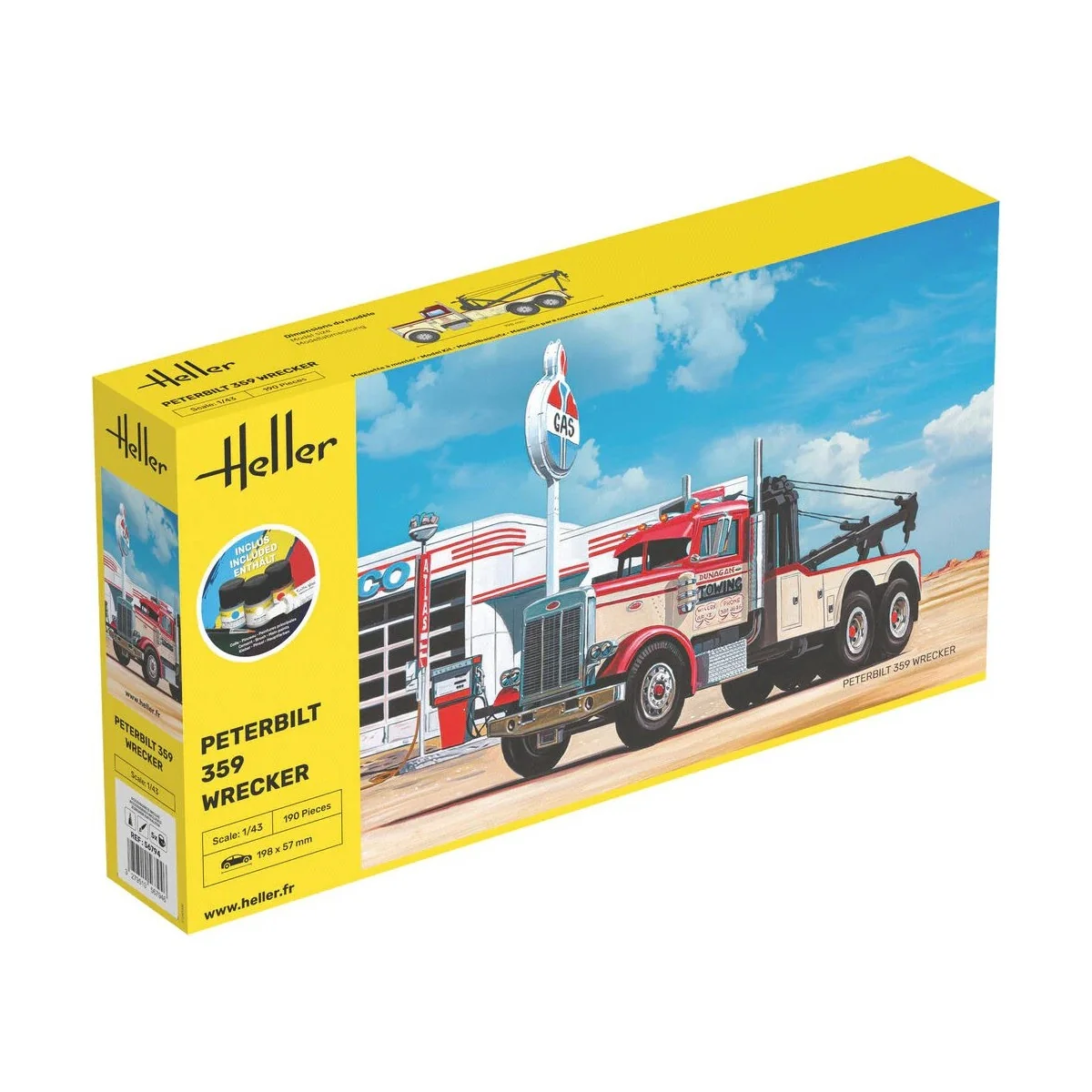 Peterbilt 359 Wrecker 1/43 Heller truck model + glue and paints - H...